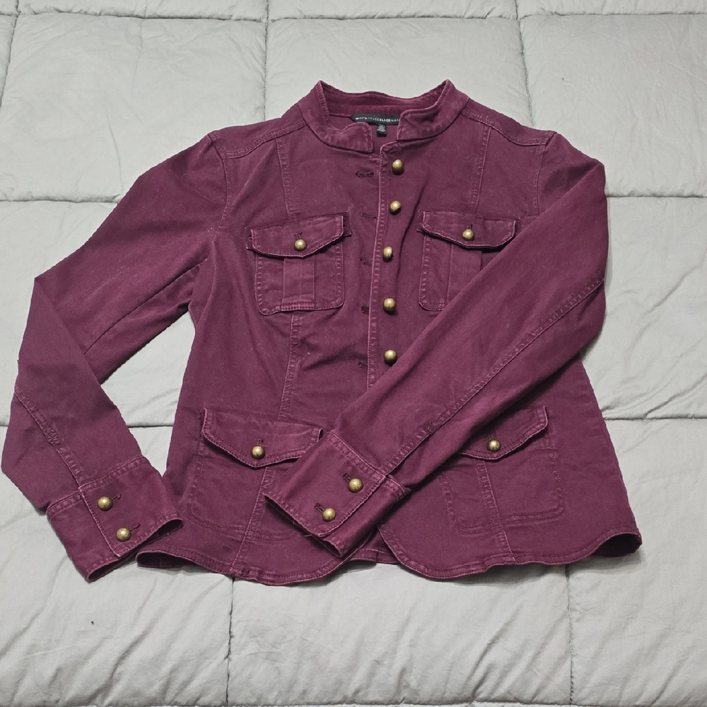 White House Black Market Burgundy Jacket with Gold Buttons